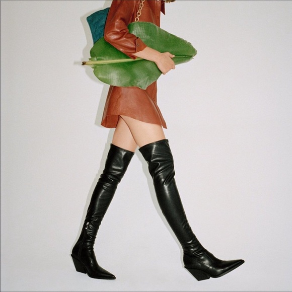 Zara Shoes - Zara Black Over The Knee Cowboy Boots SZ 7.5